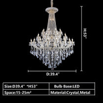 Extra Large French Candle Crystal Branch Chandelier for Foyer and Staircase