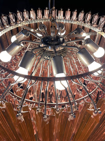 Murano Glass Chandelier – Triedri Round – 265 prisms – Pink