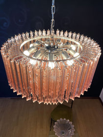Murano Glass Chandelier – Triedri Round – 265 prisms – Pink