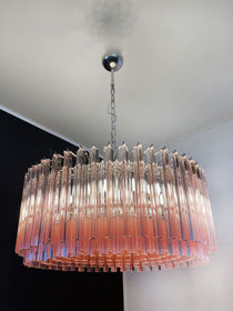 Murano Glass Chandelier – Triedri Round – 265 prisms – Pink