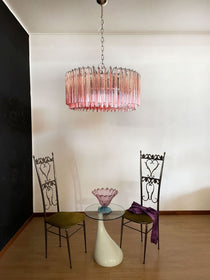 Murano Glass Chandelier – Triedri Round – 265 prisms – Pink
