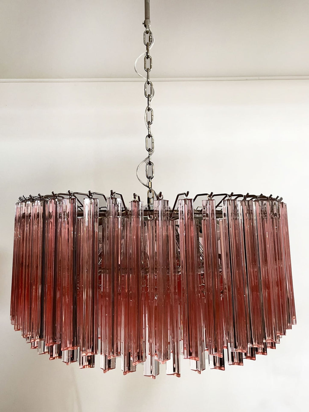 Murano Glass Chandelier – Triedri Round – 265 prisms – Pink