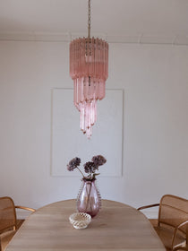 Murano Glass Chandelier – Spiral – 54 prisms – Pink