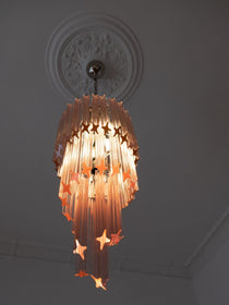 Murano Glass Chandelier – Spiral – 54 prisms – Pink