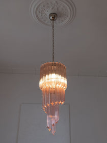 Murano Glass Chandelier – Spiral – 54 prisms – Pink