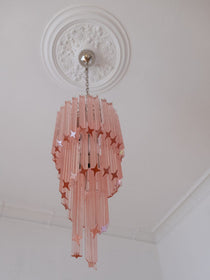 Murano Glass Chandelier – Spiral – 54 prisms – Pink