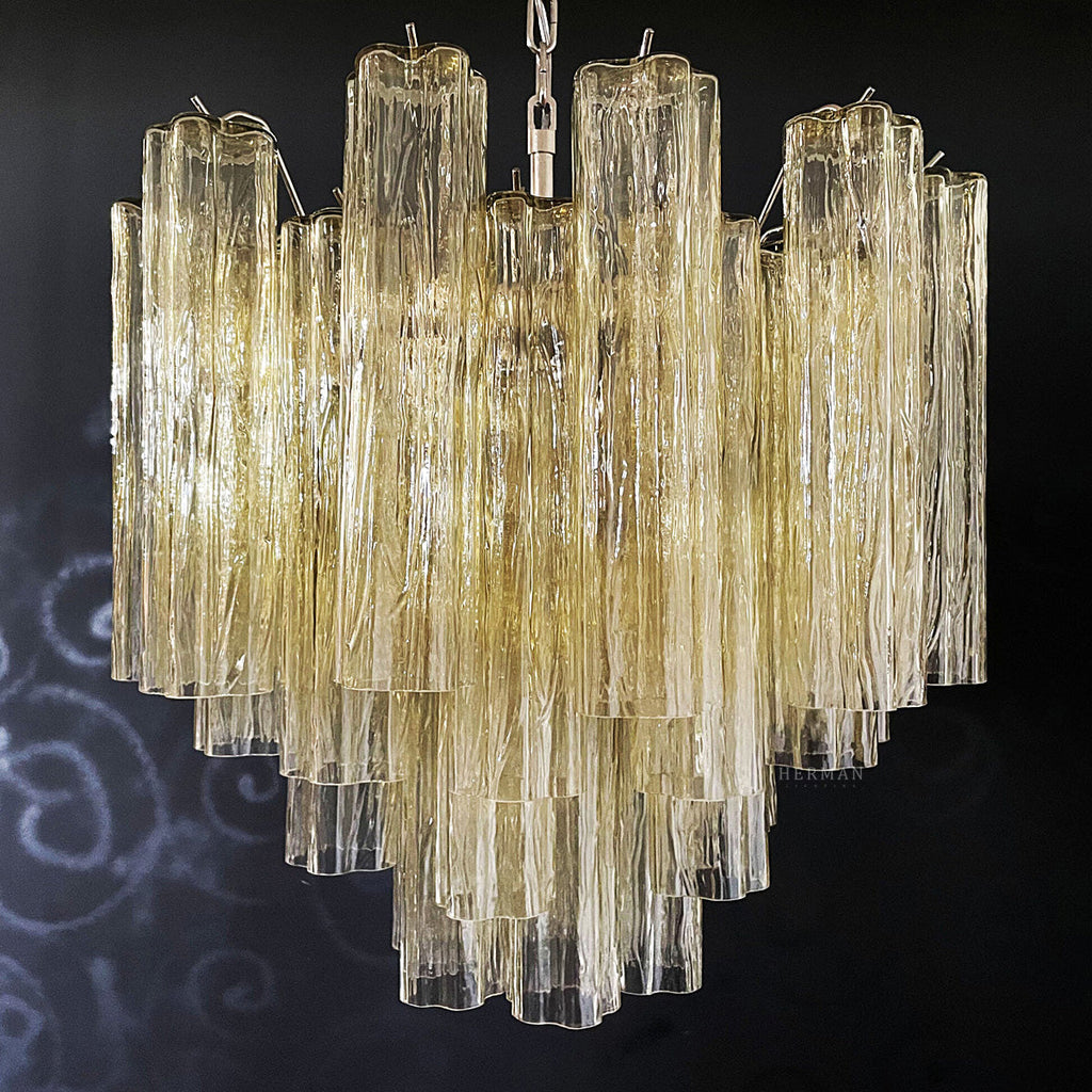 Murano Glass Yellow Chandelier – 36 Tubes