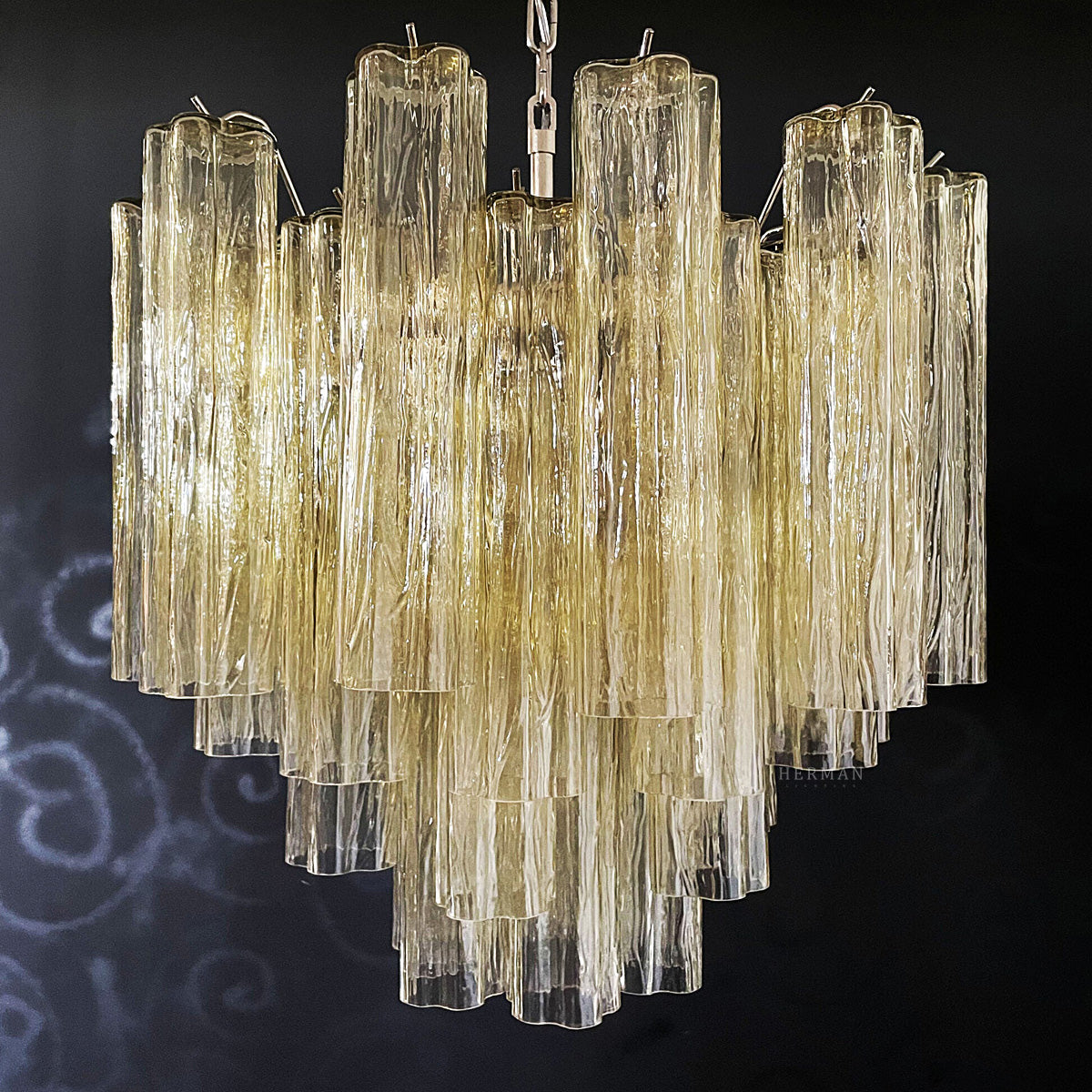 Murano Glass Yellow Chandelier – 36 Tubes