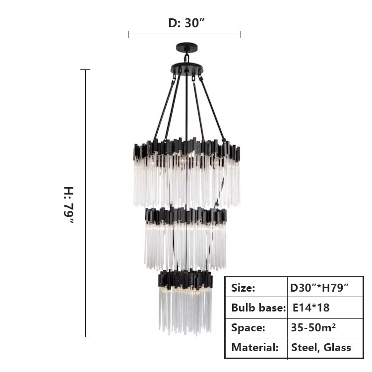 Large Elegant Multi-layers Glam Glass Chandelier for High-ceiling Staircase/Entryway/Living/meeting Room