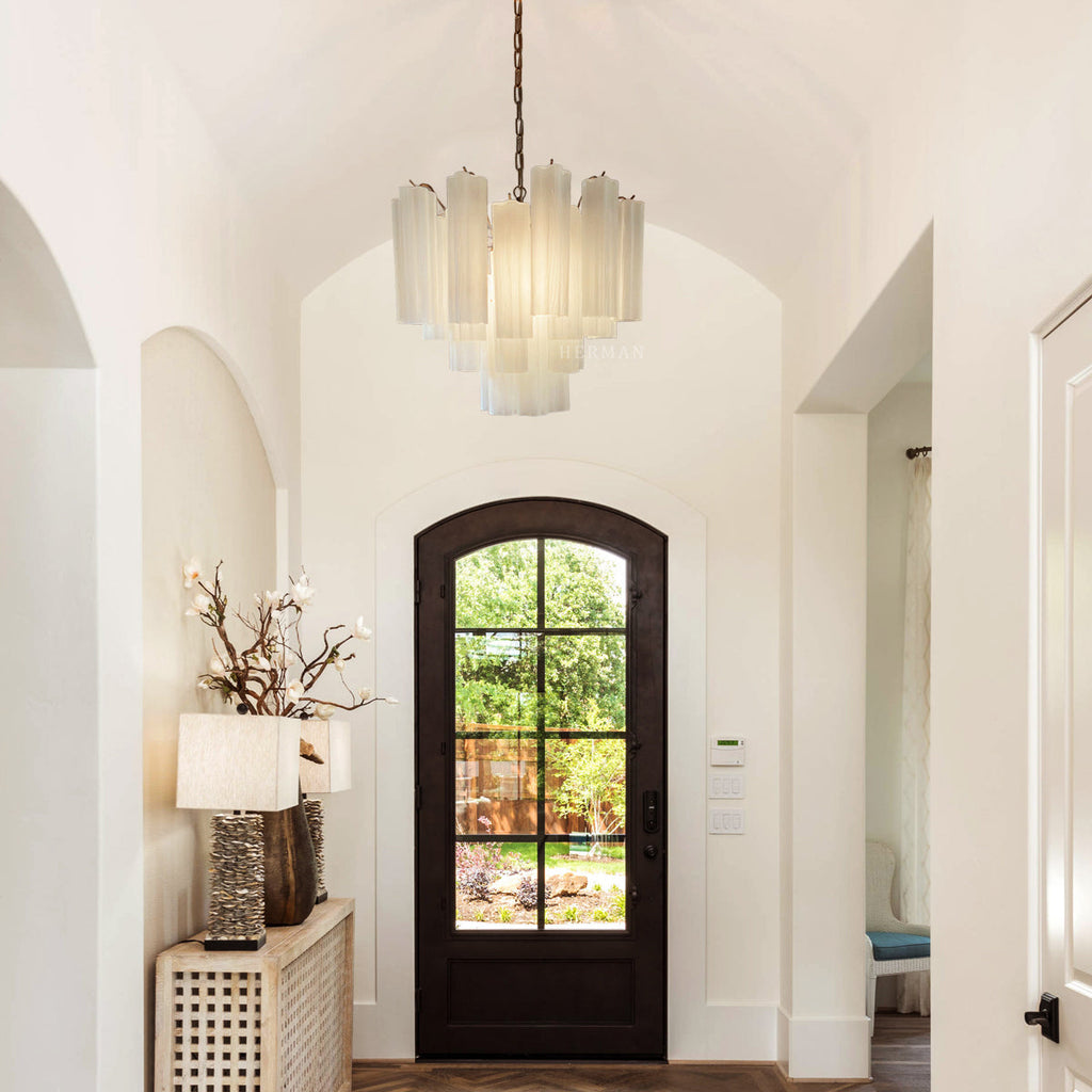Murano Glass Matte White Chandelier – 36 Tubes
