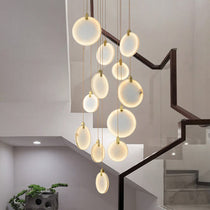 Queenie Alabaster Drop Long Round Chandelier