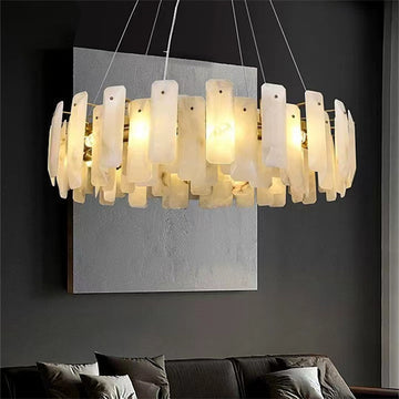 Alabaster Flake Round Chandelier 20" 23" 31" 39''D