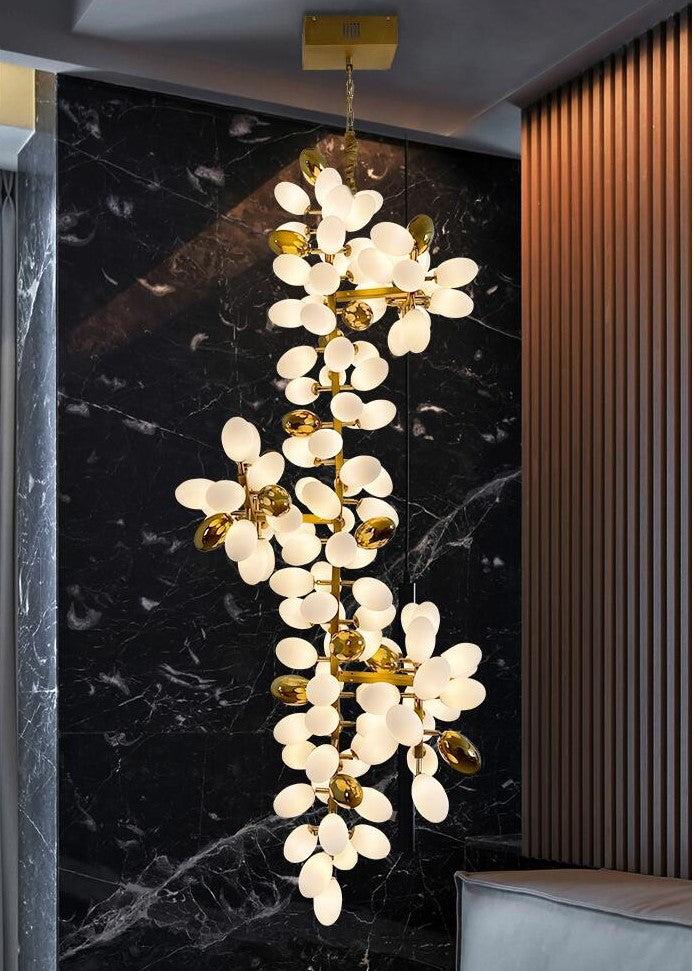 Large Branch Copper Chandelier with Grape Shape