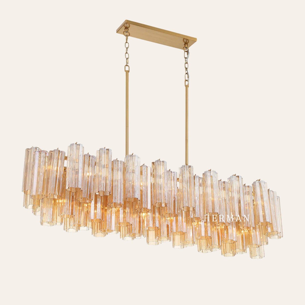 Modern Addis Murano Glass Linear Chandelier 51" - CasaraHouse