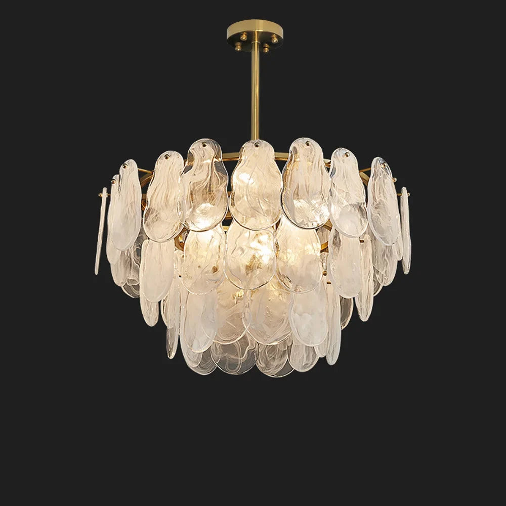 Cloude Modern 3 Tiered Cloud Glass Chandelier Adjustable Hanging Rod, 8-Light