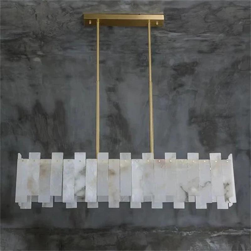 Modern Flake Alabaster Linear Chandelier