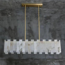 Modern Flake Alabaster Linear Chandelier