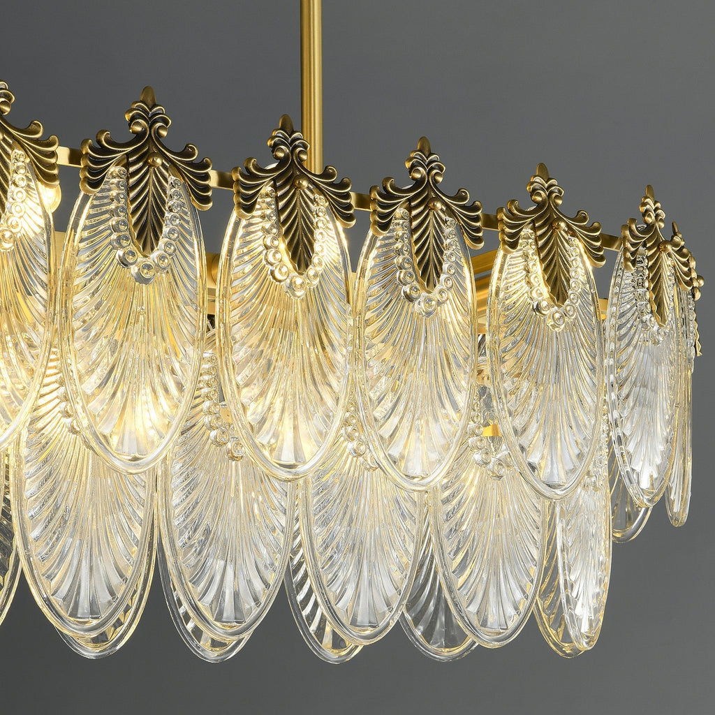 Golden Leaves Flake Crystal  Chandelier brass
