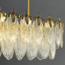 Golden Leaves Flake Crystal  Chandelier brass