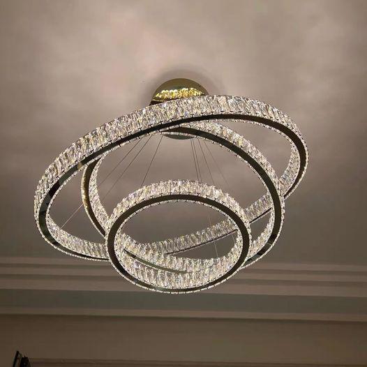 Modern Front Entryway Chandelier 3/4/5/6/7 Rings Crystal Gold/ Chrome Finish Ceiling Lamp Secondary image