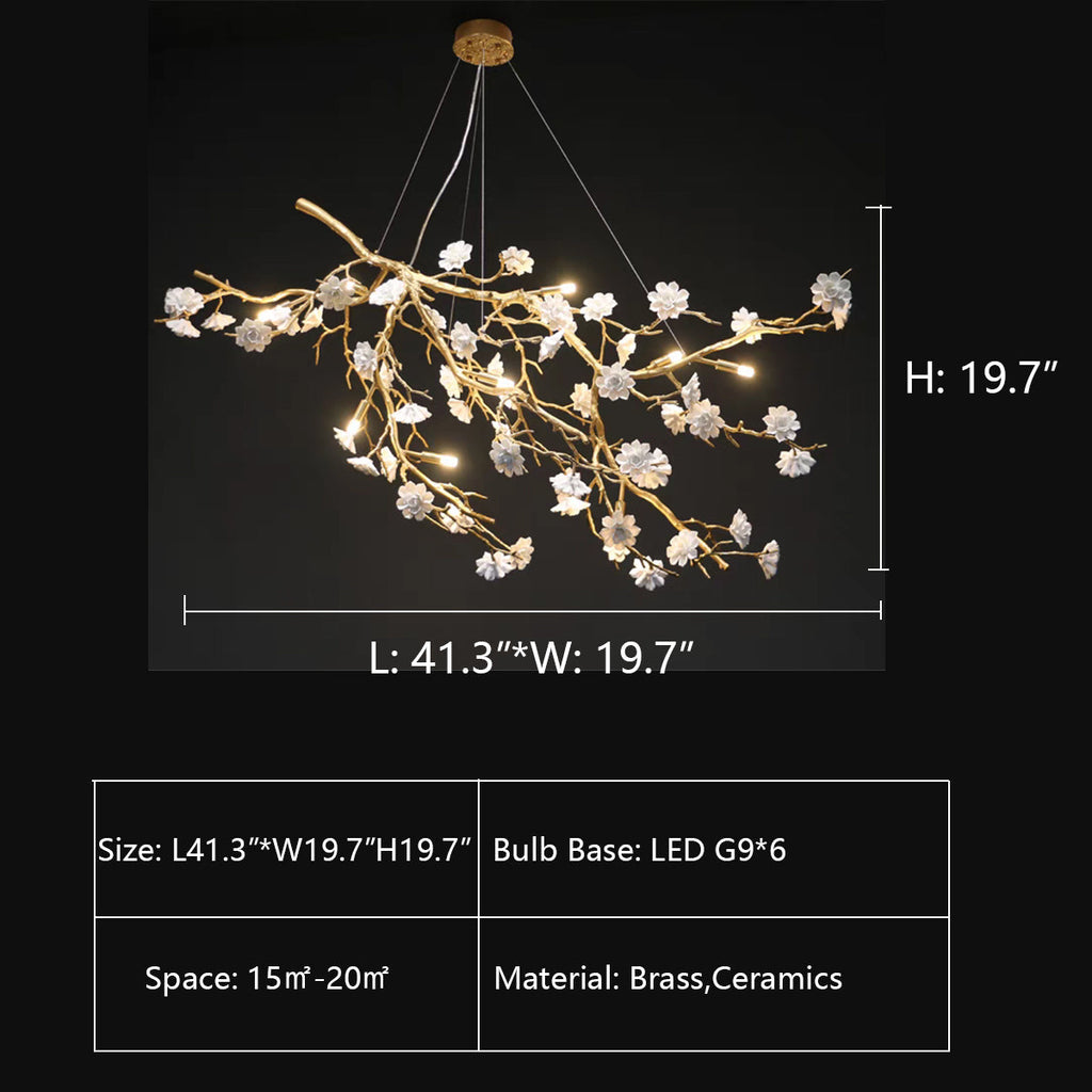 Ceramics Flower Branch Chandelier For Living Dining Room