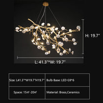 Ceramics Flower Branch Chandelier For Living Dining Room