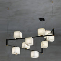 Alabaster Square Box Chandelier with 4/5/6/8/9 heads