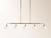 Theron 60" Linear Chandelier with Milk Glass in Brass