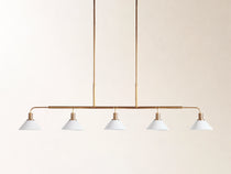 Theron 60" Linear Chandelier with Milk Glass in Brass