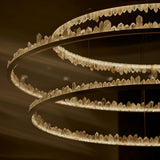 Designer 36 Inch Round Modern Chandelier Brass & Clear Geode Quartz Crystal Hanging Light - CasaraHouse