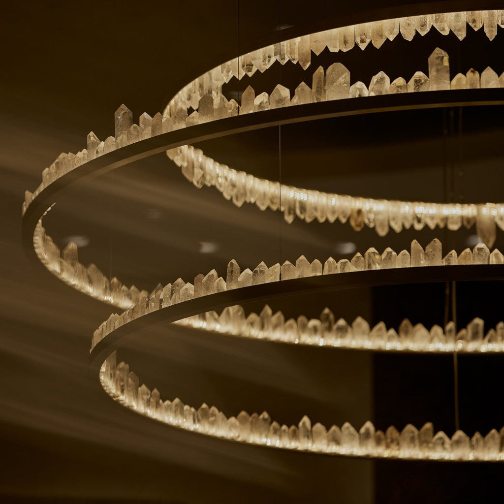 Cervine Quartz Stone Round Chandelier 36"