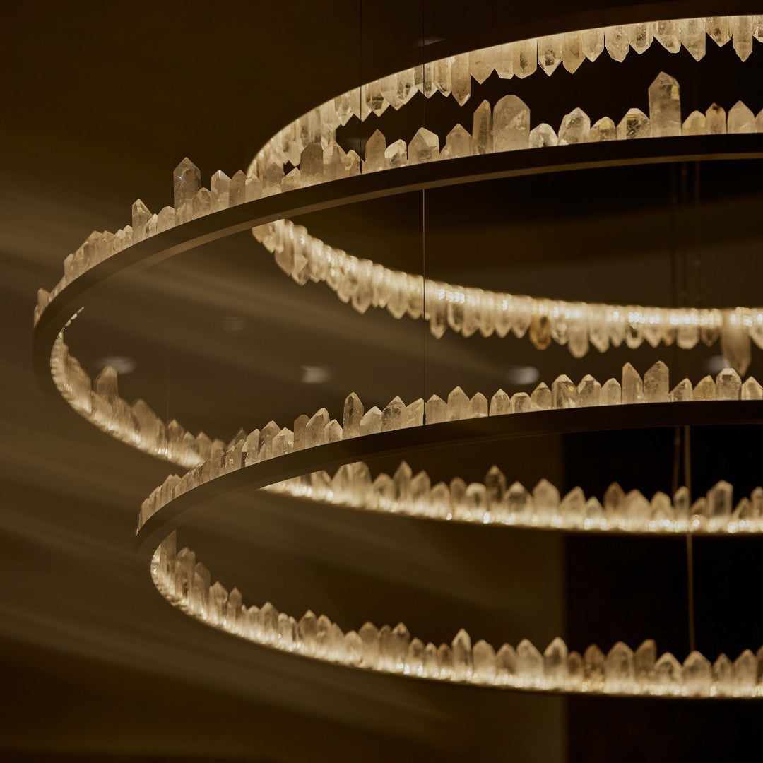 Cervine Quartz Stone Round Chandelier 36"