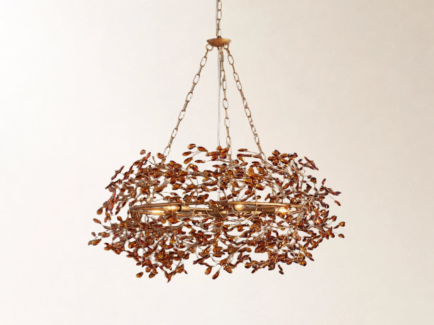 Fiore Crown Chandelier with Amber Glass