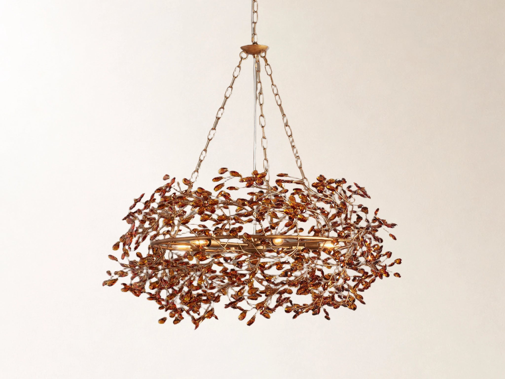 Fiore Crown Chandelier with Amber Glass