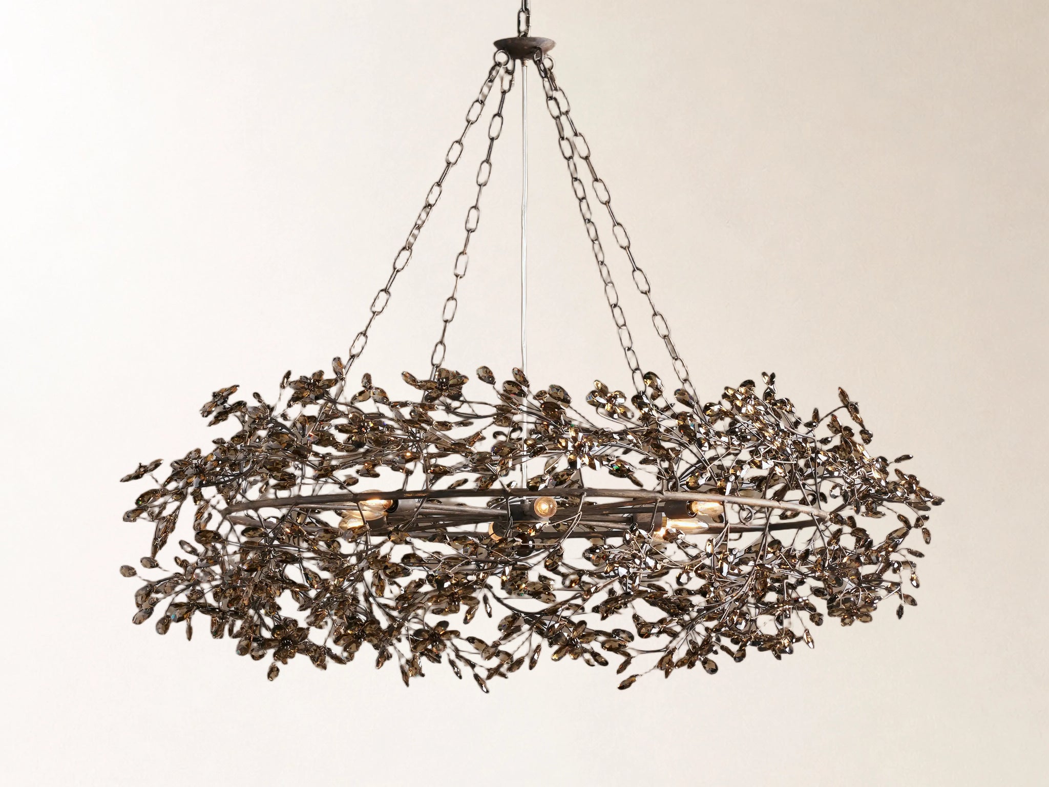 Fiore 48" Crown Chandelier in Bronze with Smoke Glass