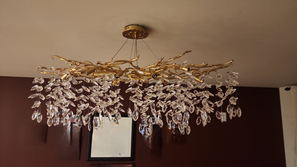 French Branch Elegant Crystal Leaves Chandelier