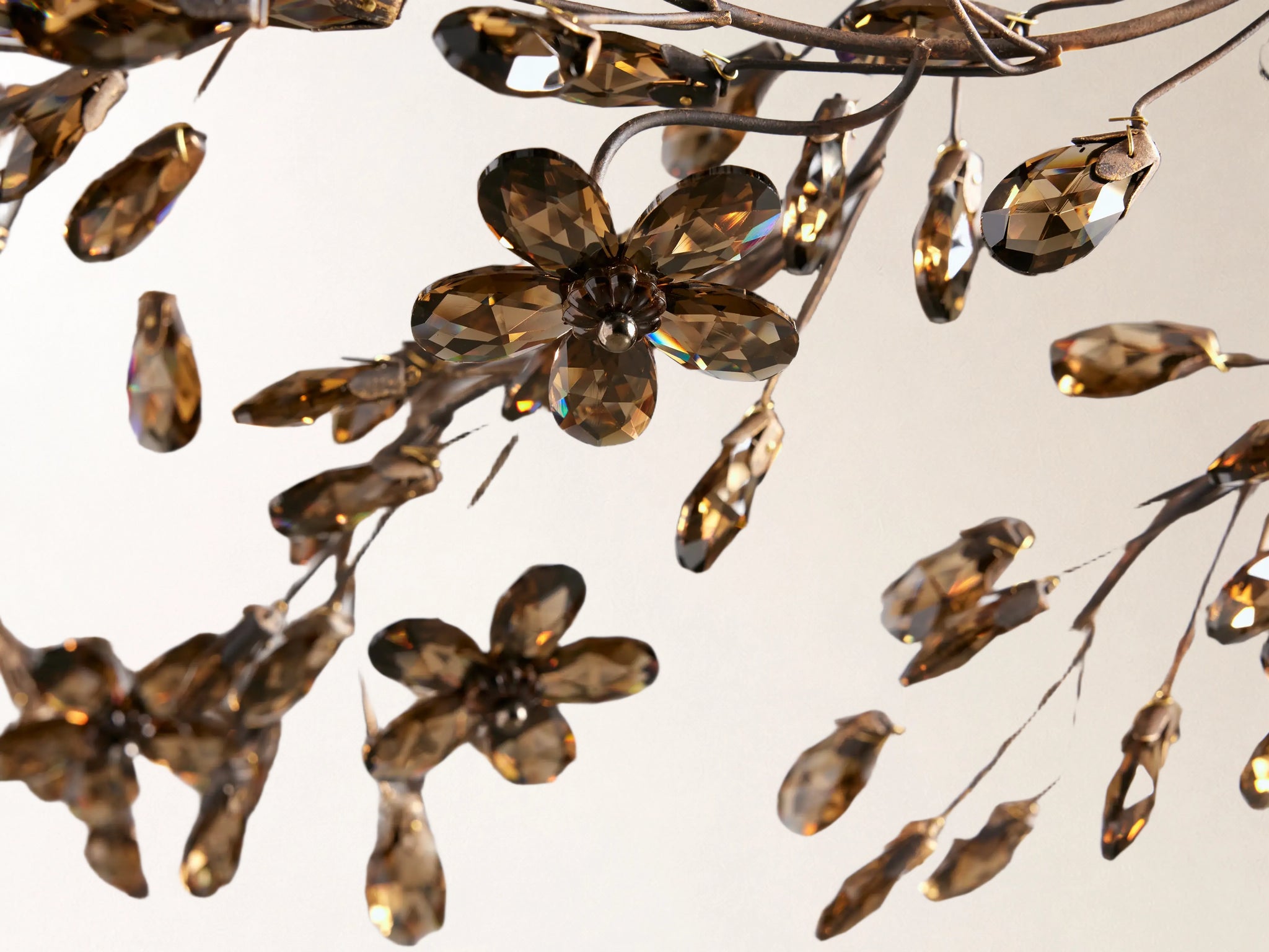 Fiore 48" Crown Chandelier in Bronze with Smoke Glass