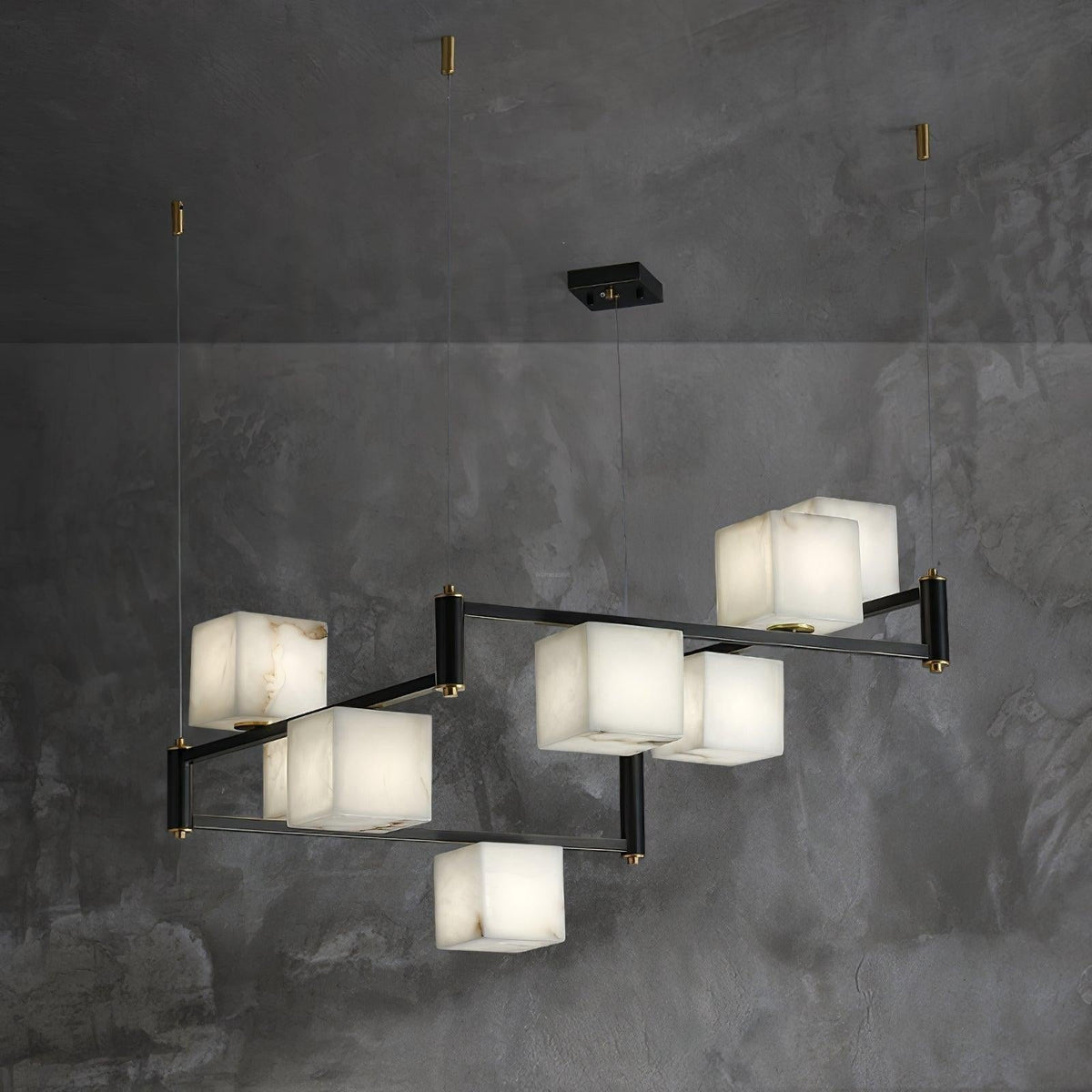 Alabaster Square Box Chandelier with 4/5/6/8/9 heads