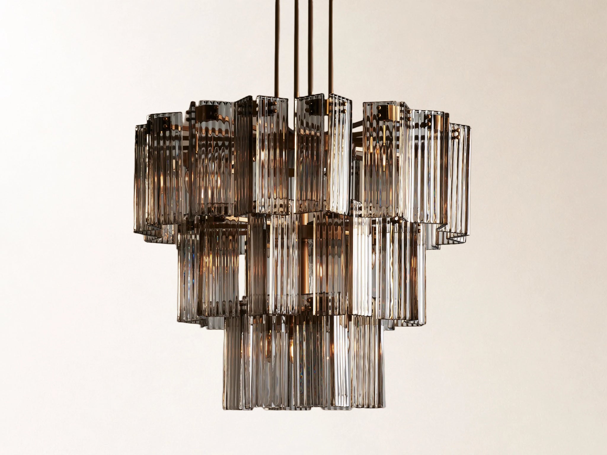 Delsie 38" Round Chandelier with Smoke Glass