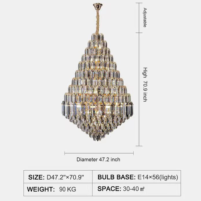 Staircase/Foyer Chandelier With High Clarity Crystals Luxury Ceiling Light