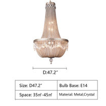 Oversize Modern Metal Art Luxury Crystal Chandelier for Duplex Hall/Staircase/Villa/Foyer