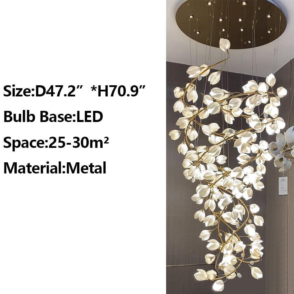 Ceramic Artistic Magnolia Spiral Pendant Ceiling Light Chandelier