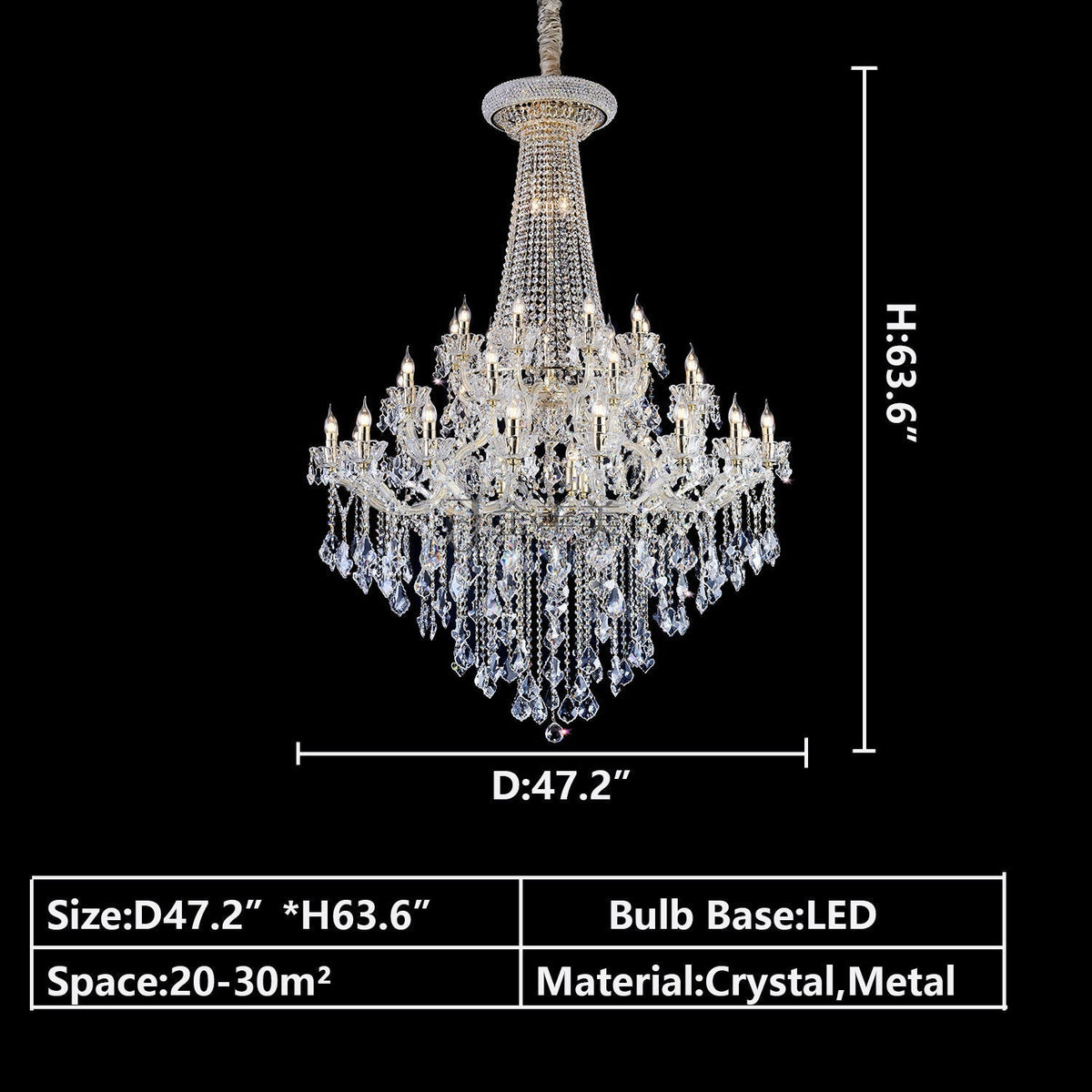 Extra Large French Candle Crystal Branch Chandelier for Foyer and Staircase
