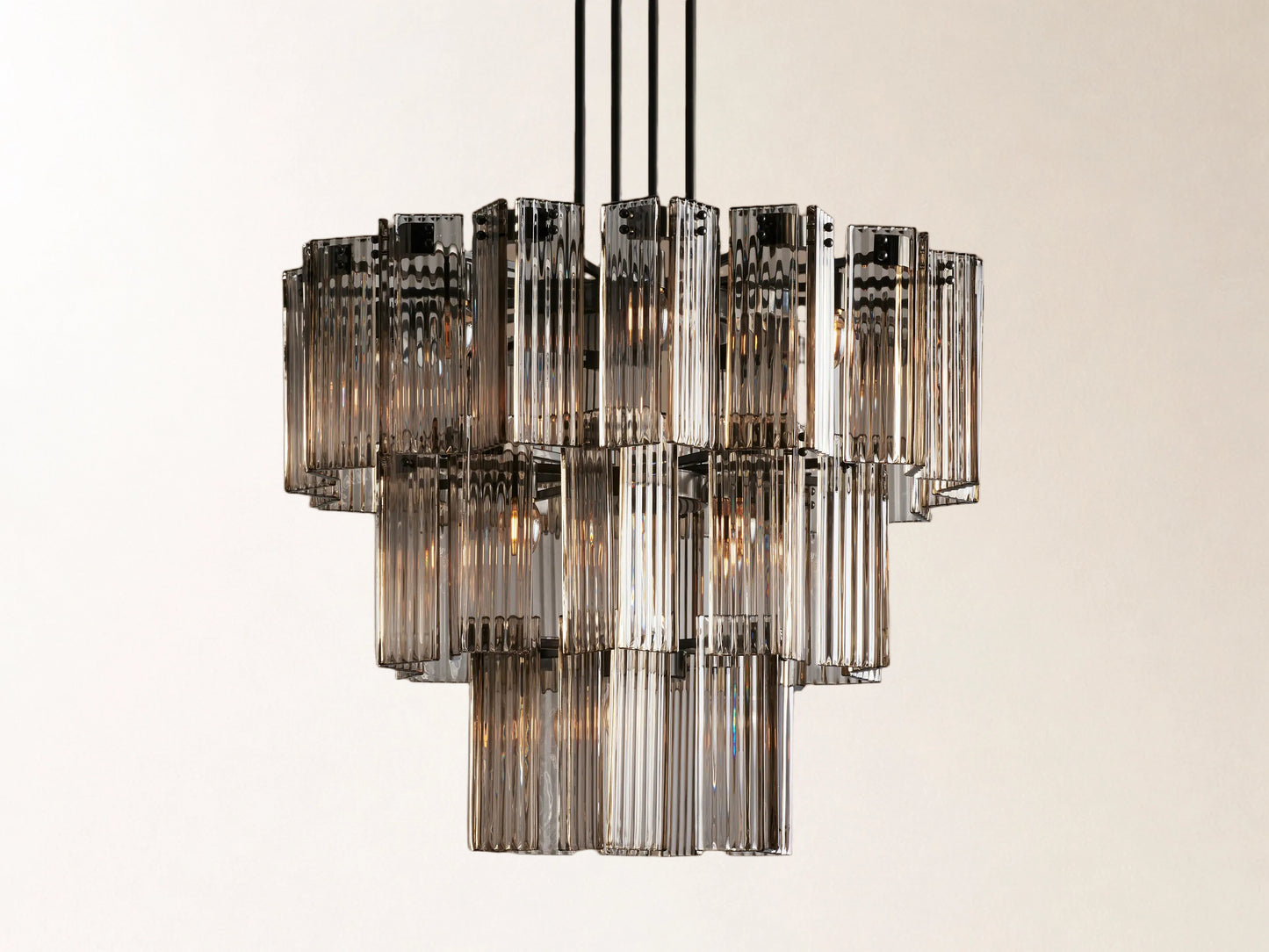 Delsie 38" Round Chandelier with Smoke Glass