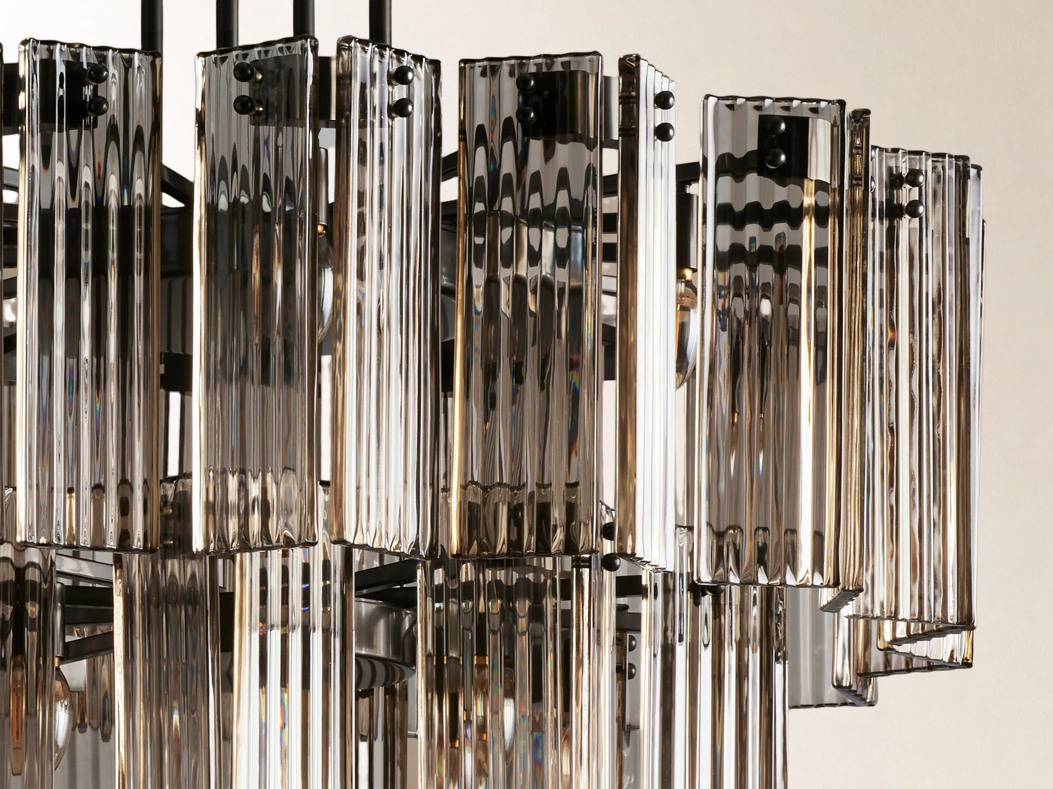 Delsie 38" Round Chandelier with Smoke Glass