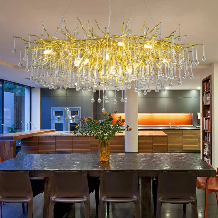 Raindrop Crystal Stunning Tree Branch Crystal Chandelier For Living Dining Room