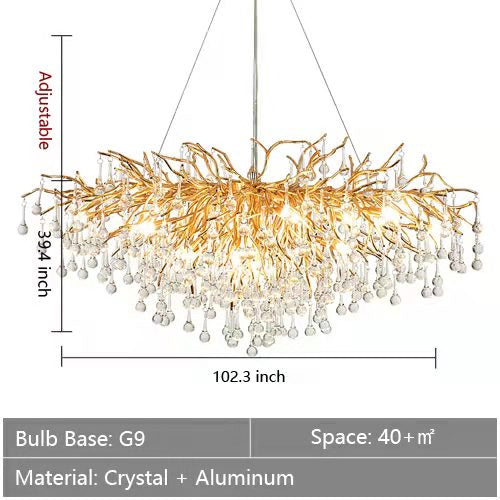 Raindrop Crystal Stunning Tree Branch Crystal Chandelier For Living Dining Room