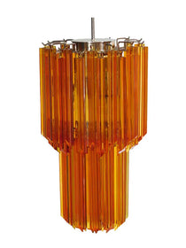 Murano Glass Chandelier – Quadriedri – 46 prisms – Amber
