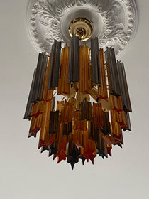 Murano Glass Chandelier – 47 prisms – Amber/Smoked