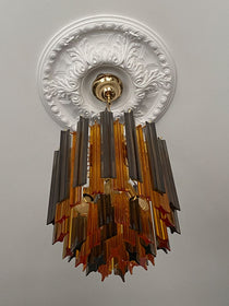Murano Glass Chandelier – 47 prisms – Amber/Smoked